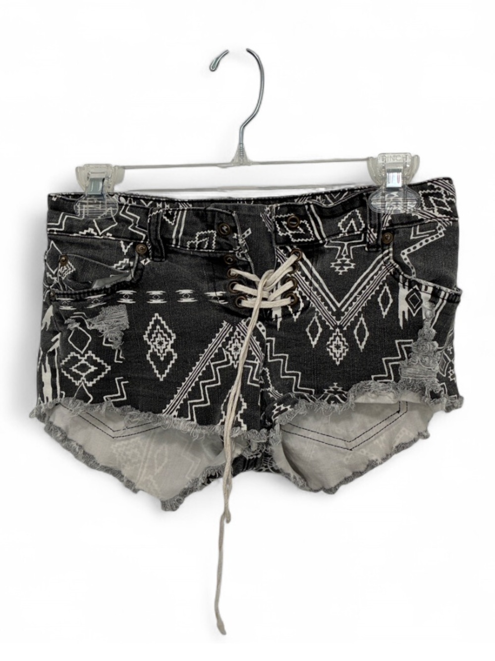 Billabong Black Boho Aztec Print Lace-Up Shorts